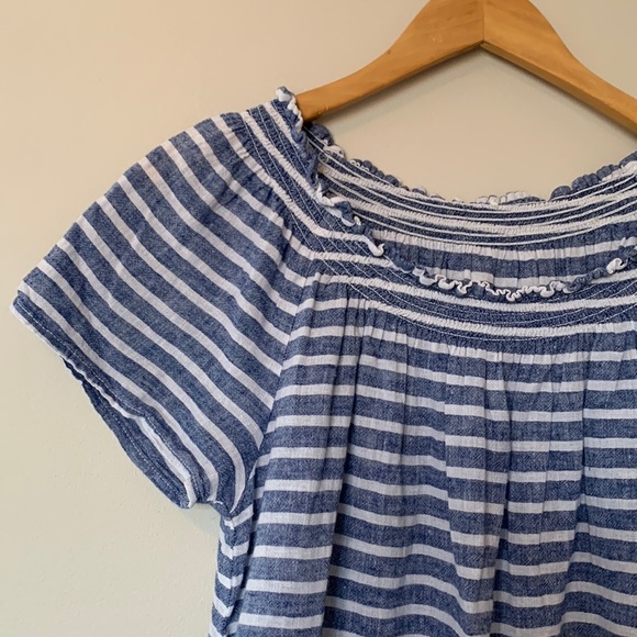 Striped linen off-the-shoulder top - Picture 2 of 5